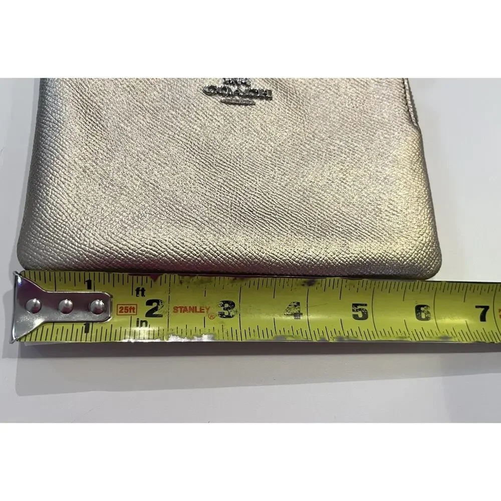 Coach Gold Wristlet Shimmer Glam Small Flat Clutch 6”X4”Party